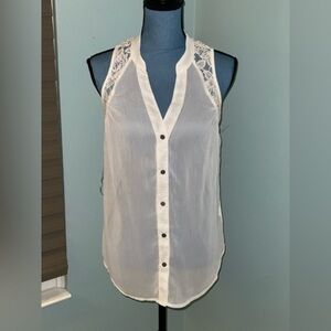 Sleeveless Blouse New With Tags Size Large Beige With A Beautiful Laced Back